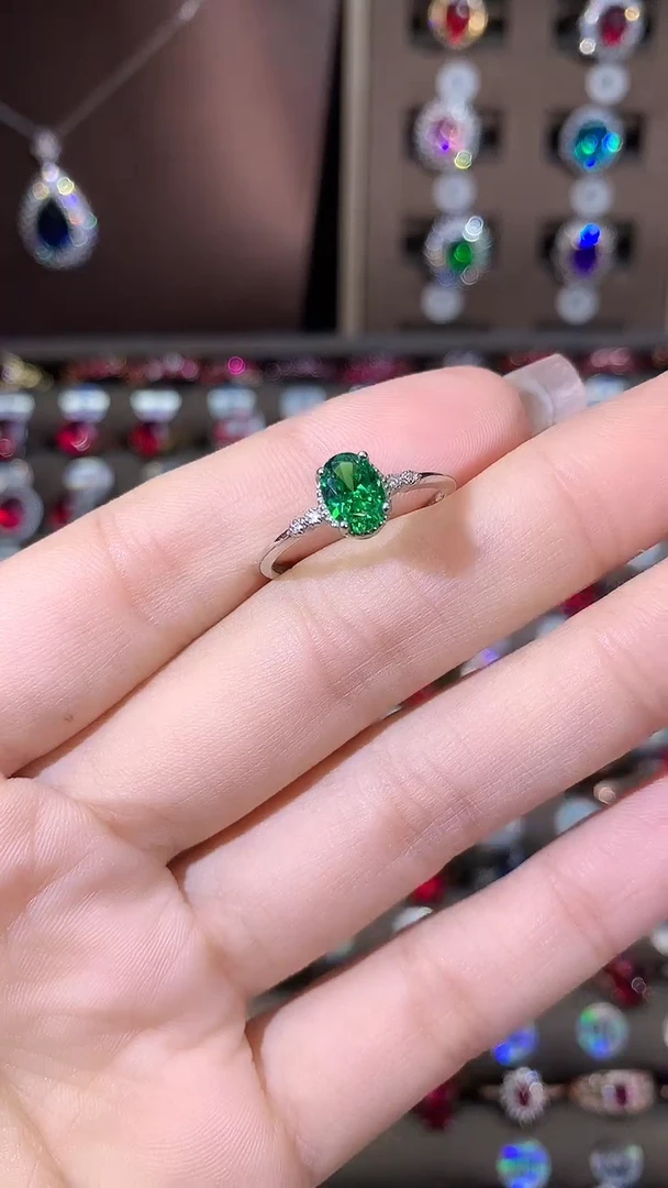 银S925镶嵌戒指碧玺57银色