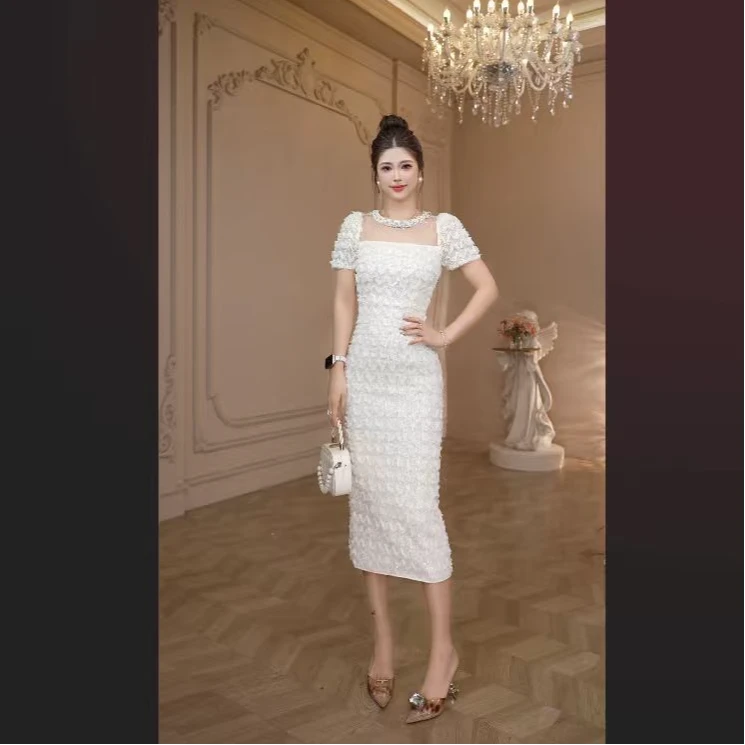 【原创】波光粼粼·两色名媛显瘦夏季女装连衣裙21737