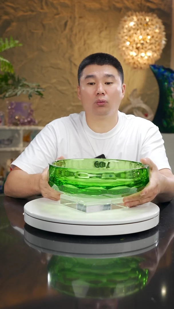 摆件福利绿色切面果碗