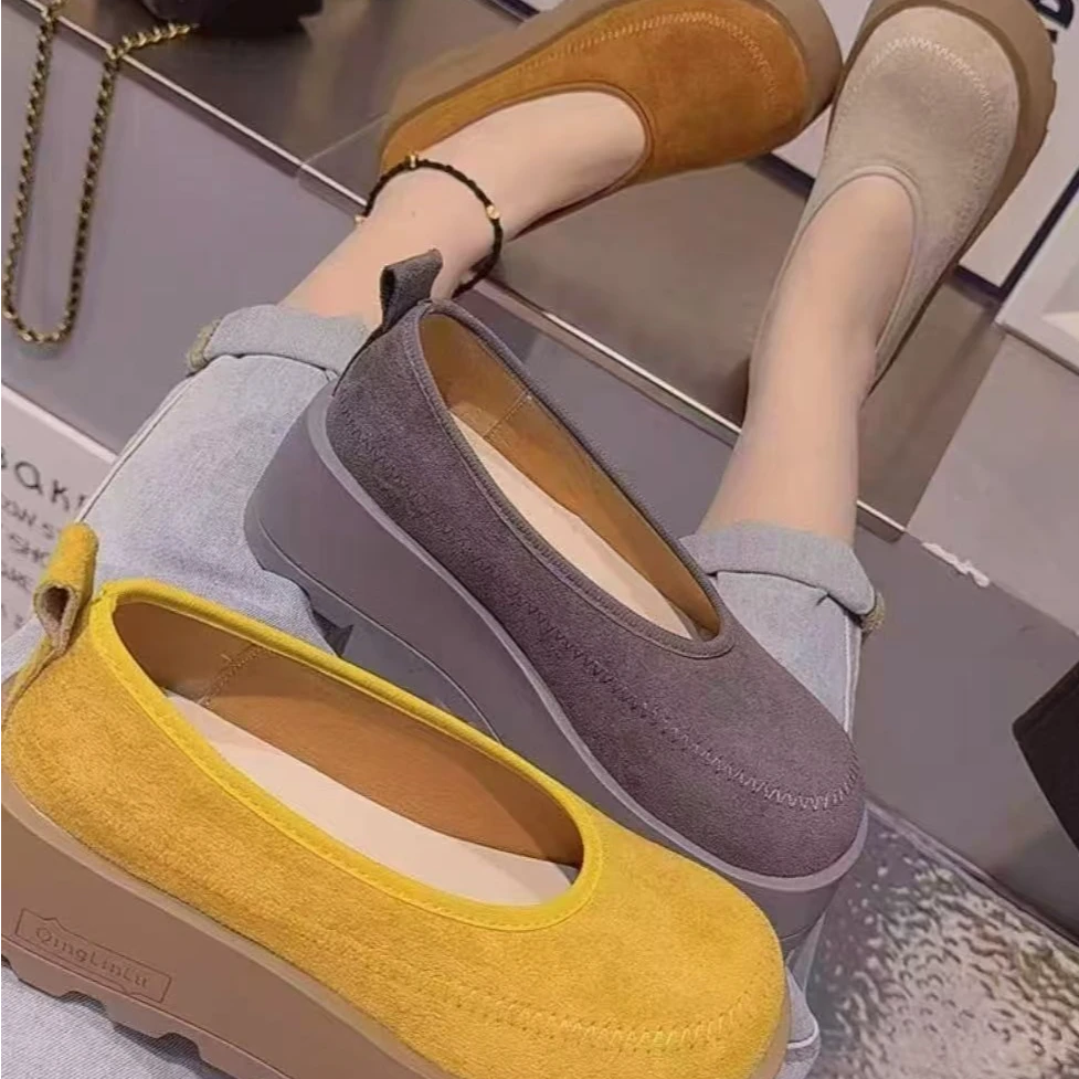 9967平跟 春夏季 耐脏 增高 厚底 时尚豆豆鞋 洋气百搭舒适休闲鞋