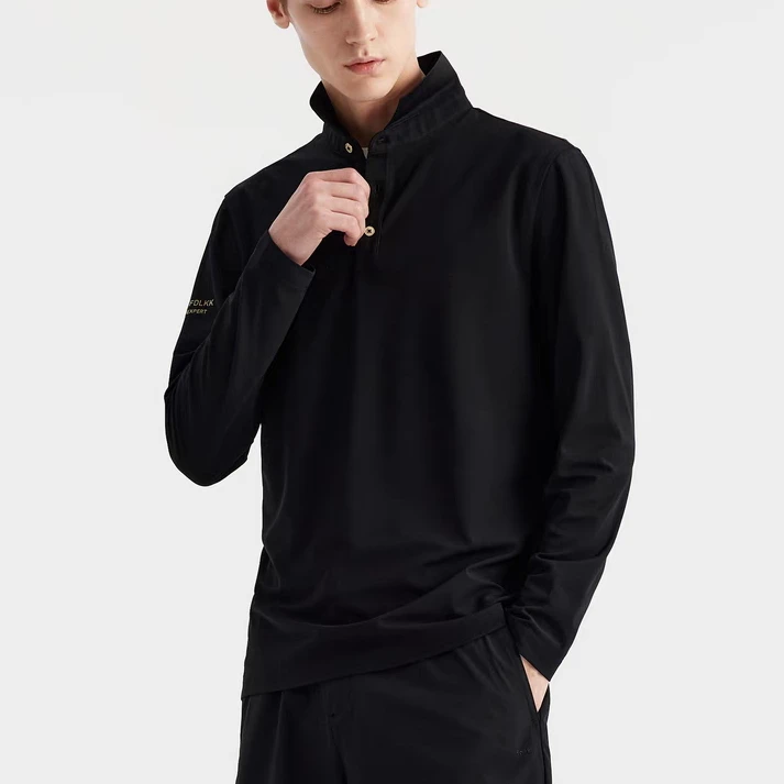 SC25779秋季男士轻商务长袖POLO衫抗皱快干压胶翻领长袖T恤