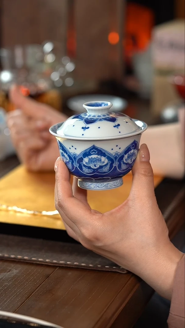 【闪购商品】正春堂·古法柴窑 莲花宝相盖碗