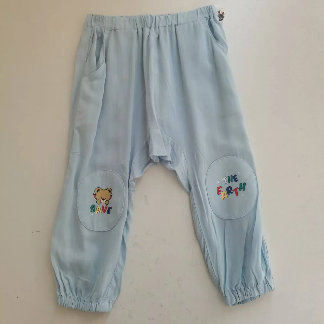 PAW男童夏季防蚊裤透气儿童浅蓝色小童休闲裤宝宝夏款卡通（8011）