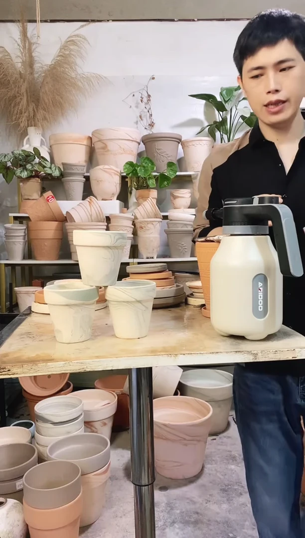 10*10绿白陶 3盆无托