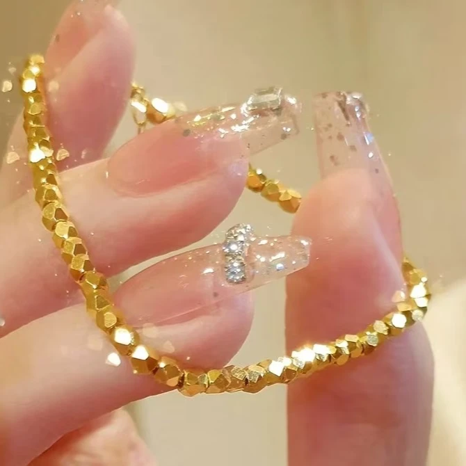 RTUP 铜合金手链 碎碎金首饰项链手链超闪蹦迪高级感精致百搭时尚