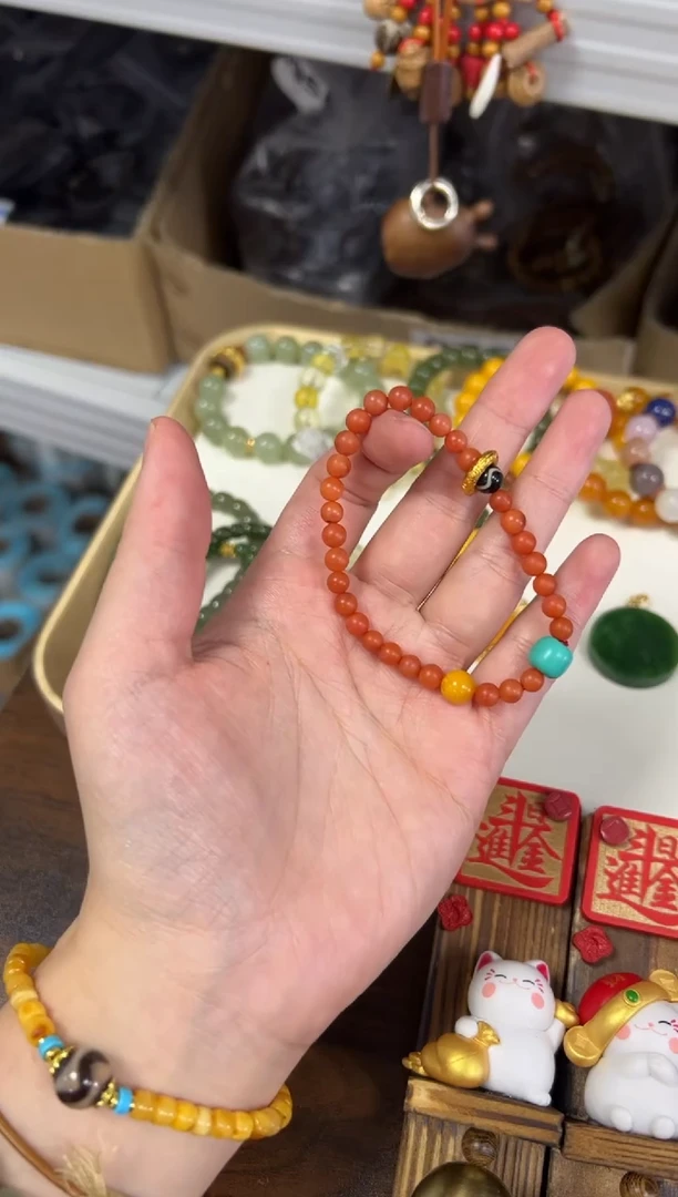 未镶嵌手链南红玛瑙保山南红玛瑙蜜蜡珠手串[1483]
