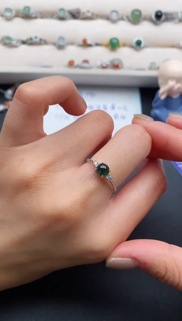 银S925镶嵌戒指翡翠2222222+1