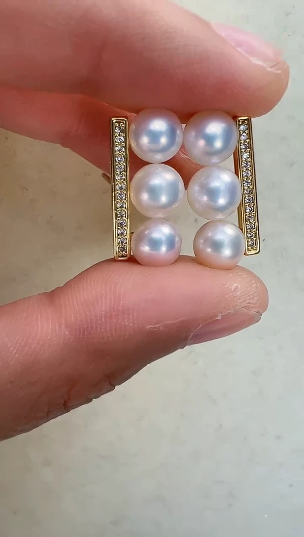 【闪购商品】淡水珍珠耳饰合金金色平衡木