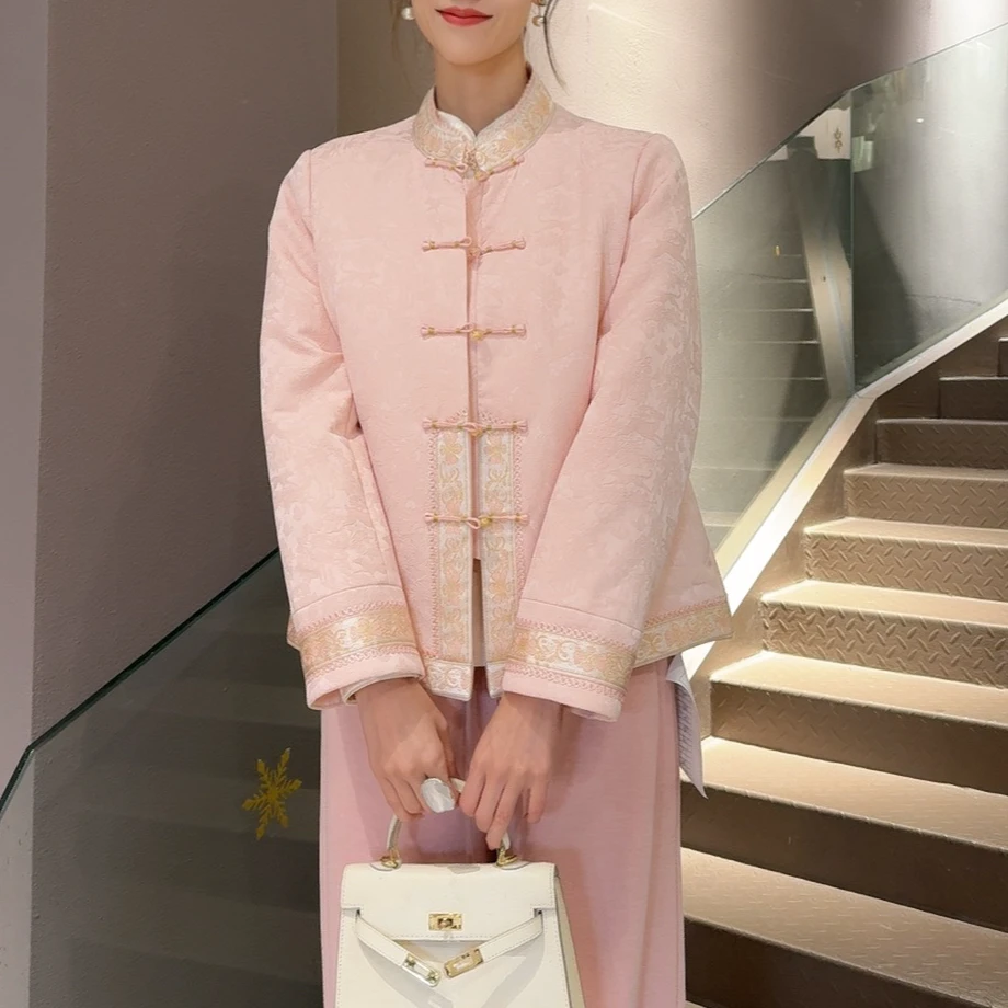 《ELFBOX》冬季新中式百搭加厚保暖立领高级气质棉服 3426