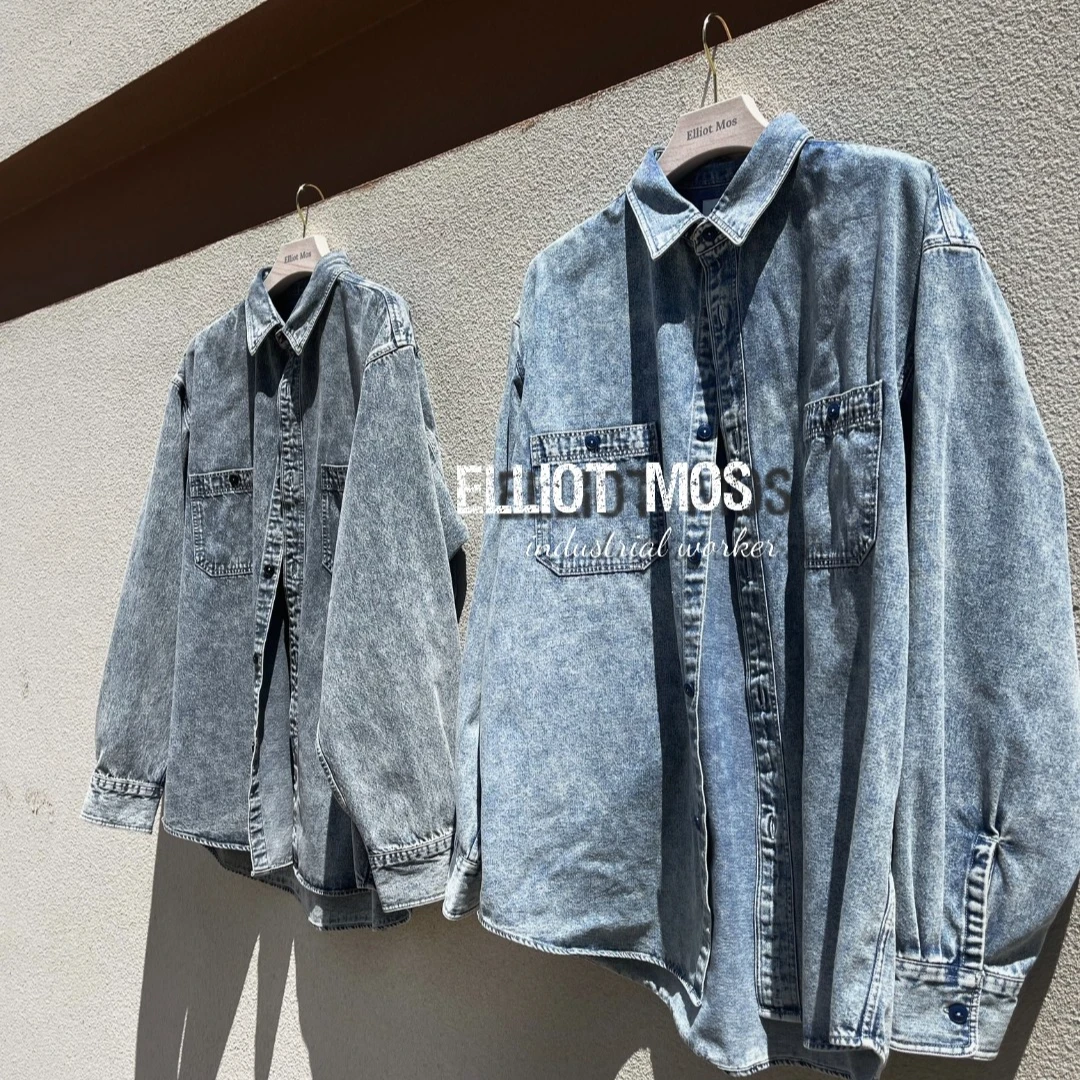 Elliot Mos复古水洗~Washed Shirt 双口袋休闲牛仔长袖衬衫-1139