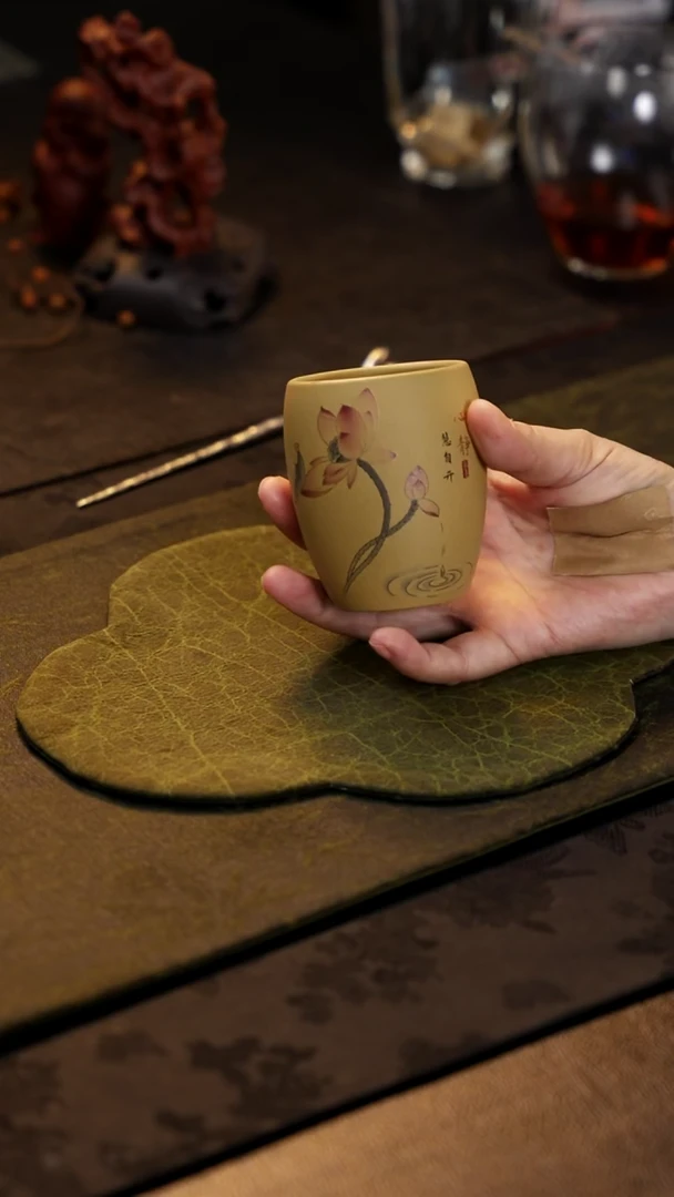 茶杯紫砂黄段 莲花 杯