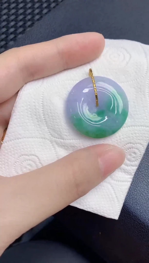 颈饰18K金镶嵌翡翠天然翡翠缅甸A货