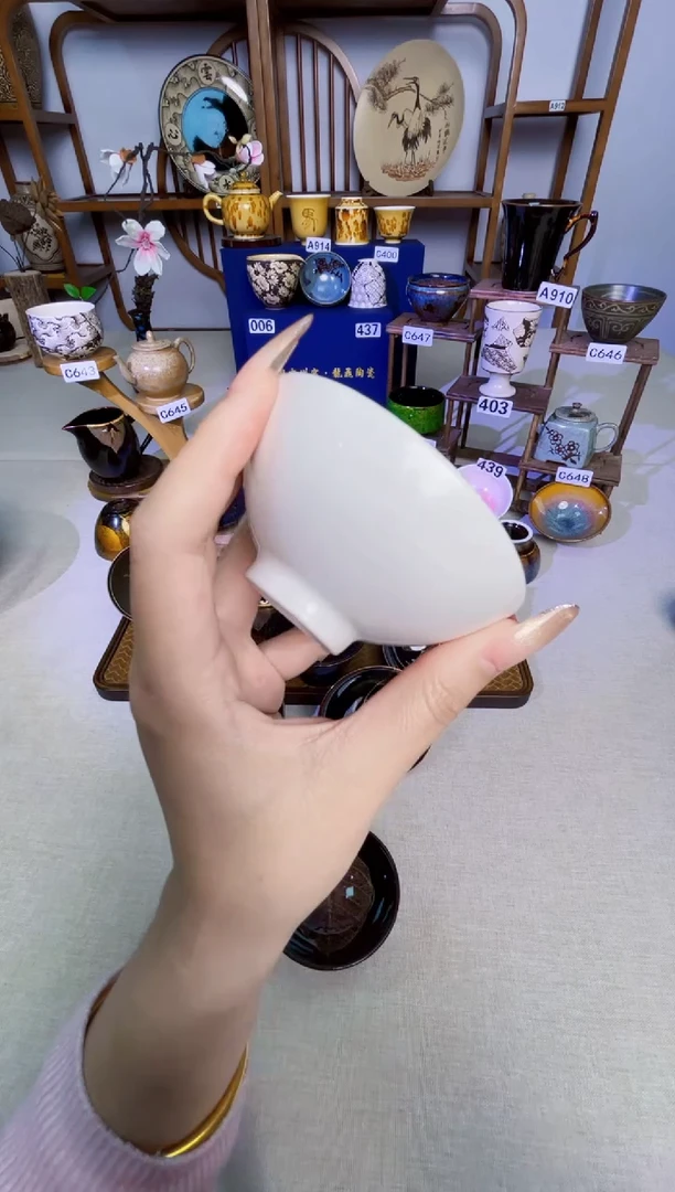 冬*【特价预售白瓷绿叶盏】非遗大师手工高温瓷特价款