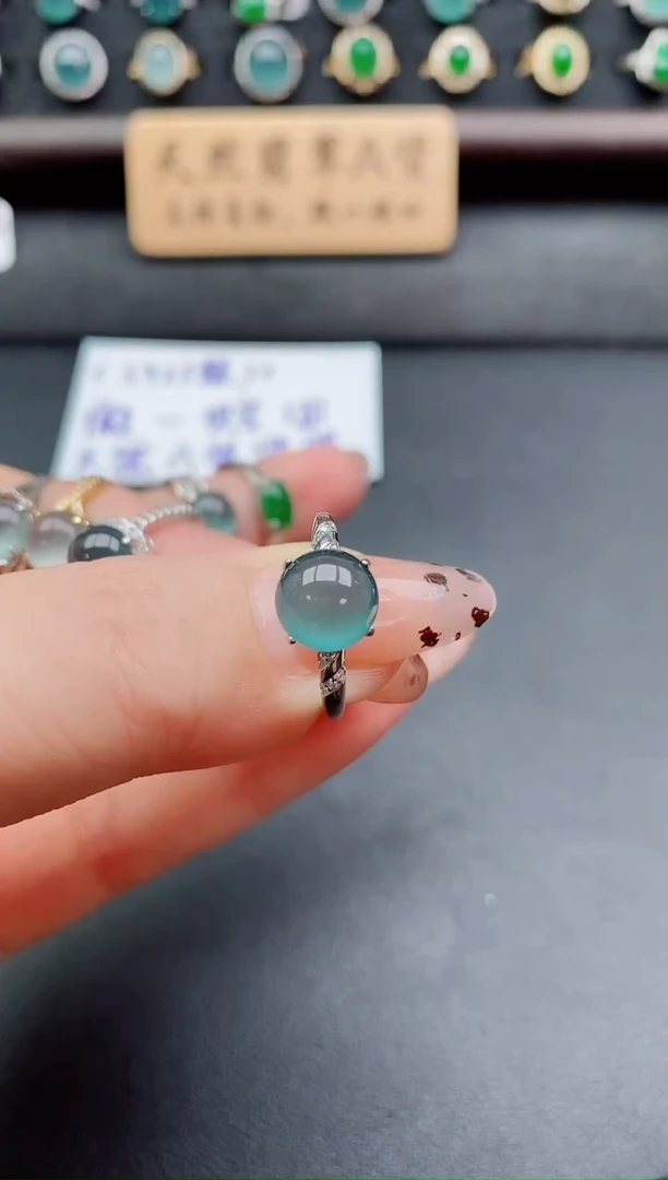 银S925镶嵌戒指翡翠1