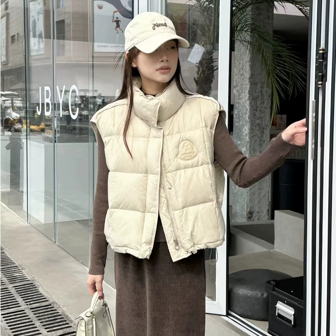 B017轻奢高级感立领服叠穿百搭马甲欧货2024新款老爹式复古马夹女