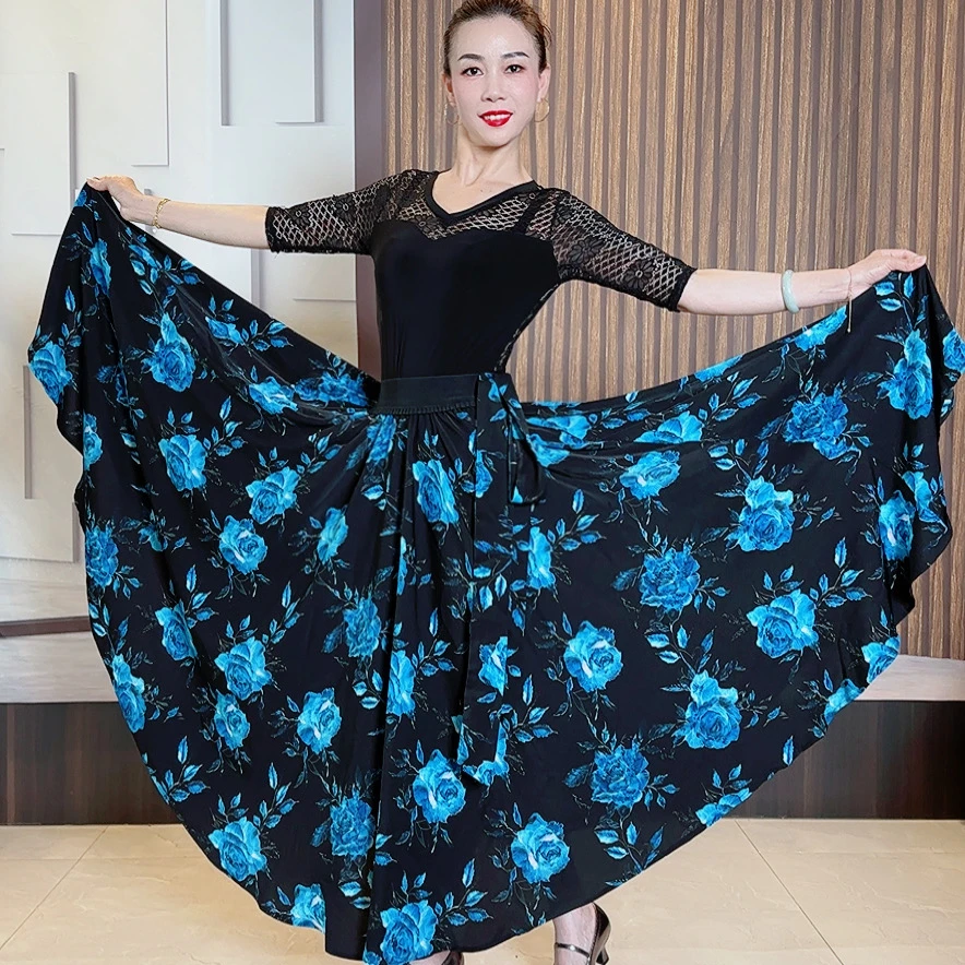 华丝格【好物购】摩登舞服半身双兜大摆裙国标舞大摆裙半身裙裙子