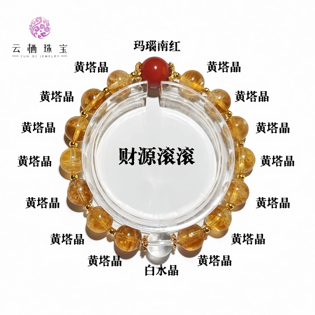「财源滚滚」天然水晶白水晶 黄塔晶 南红 多样性发其一