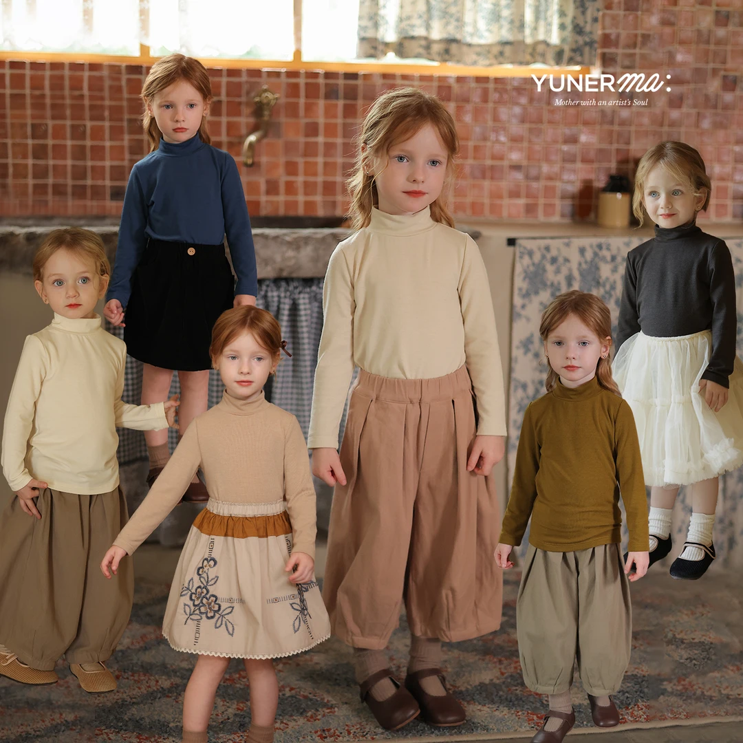 允儿妈女童秋季新款百搭半高领打底衫宝宝儿童春秋洋气长袖T恤潮