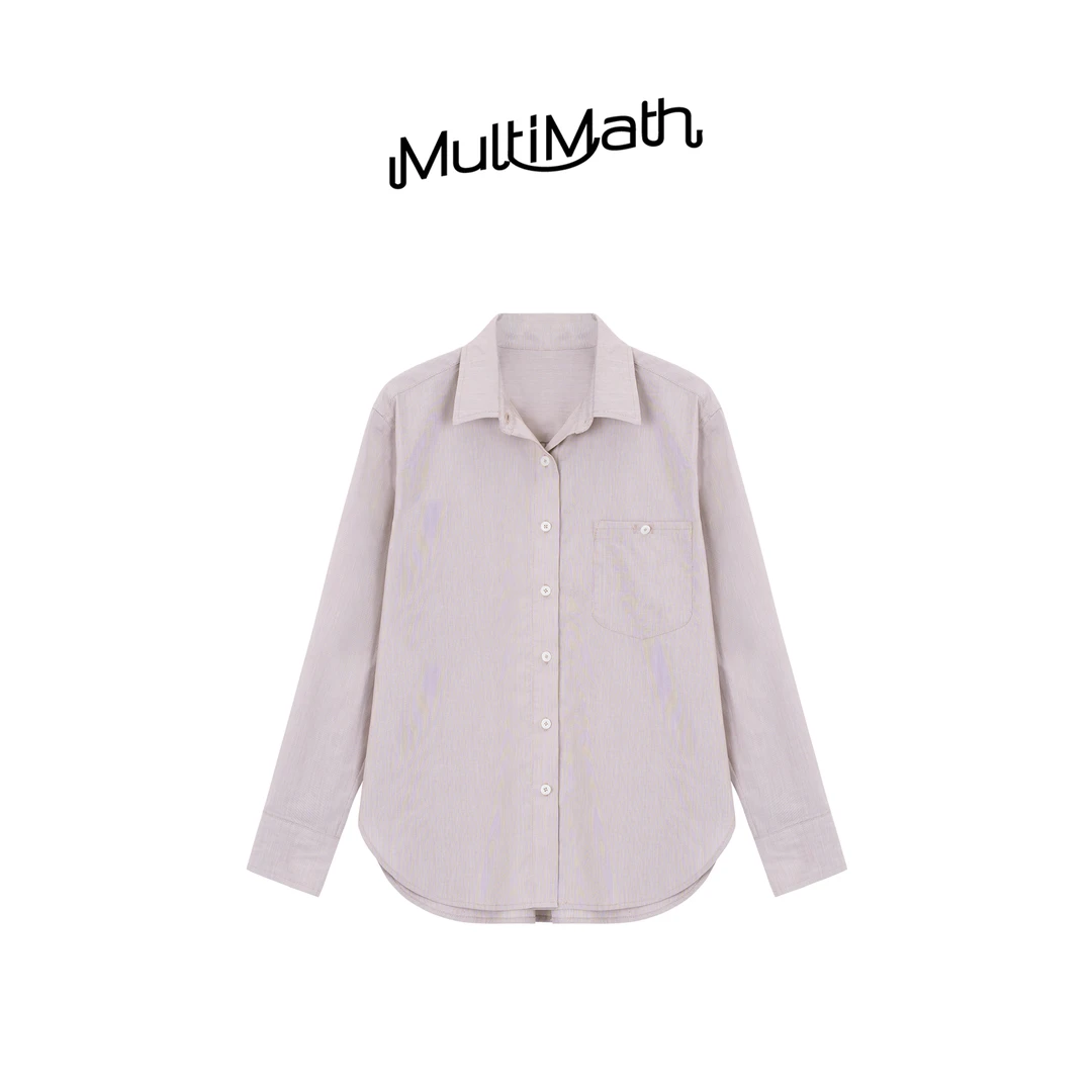 Multi Math条纹主义/纯棉通勤简约长袖衬衫四季叠穿内搭外套