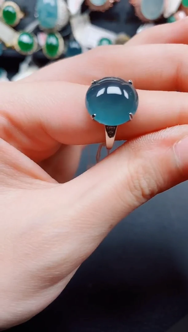 银S925镶嵌戒指翡翠翡翠