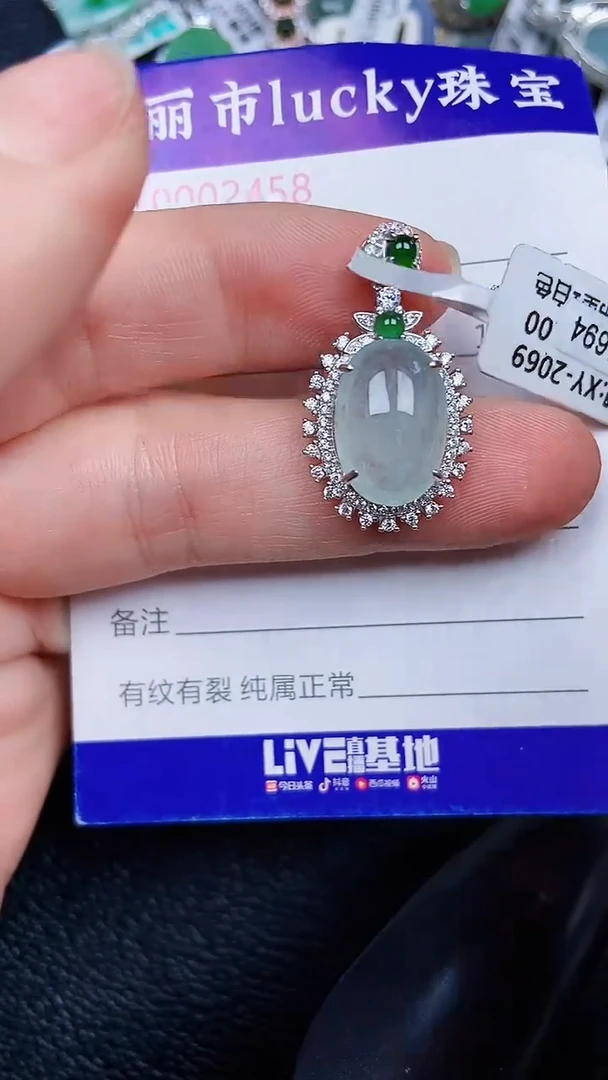 颈饰银S925镶嵌翡翠2458