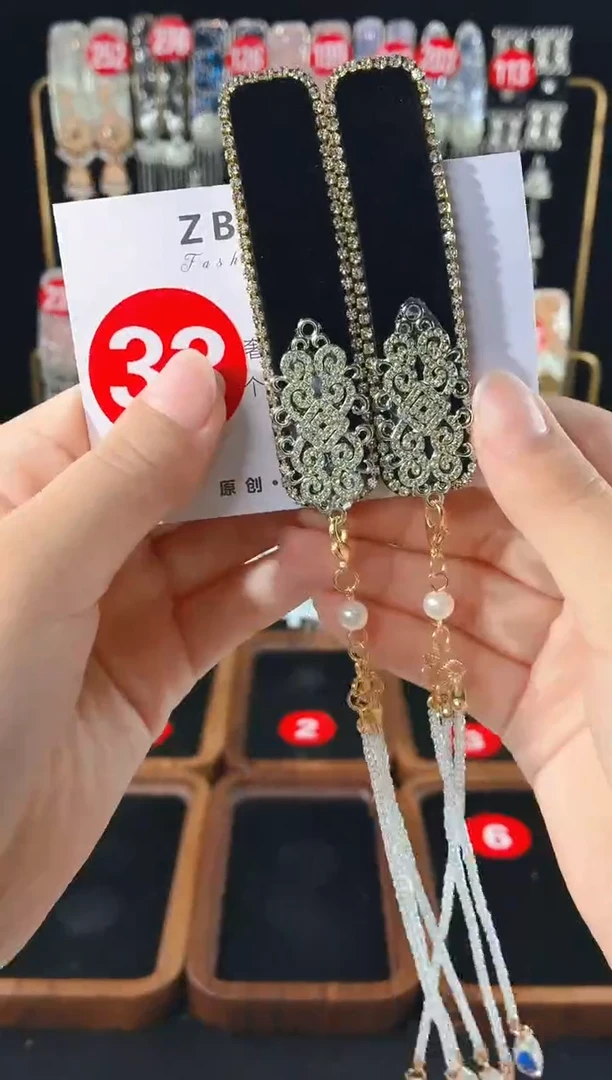 仿水晶铁合金33原创发夹一对倒夹