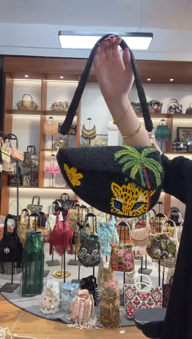 织物7号手工珠珠包包腋下斜跨包手拿包手提晚宴包