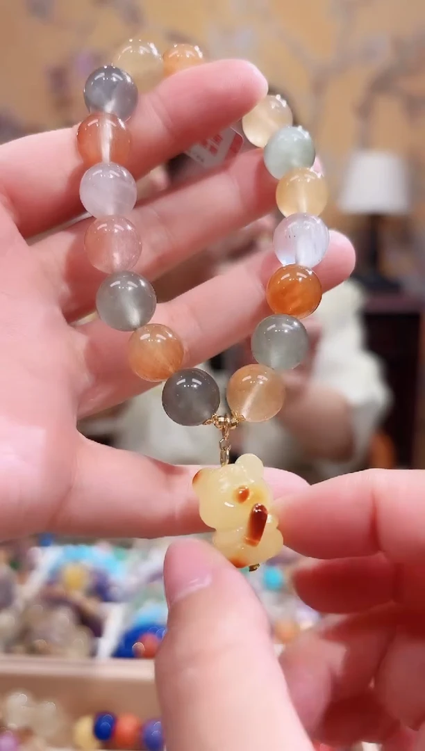 18K金镶嵌手链水晶糖果兔毛水晶设计款