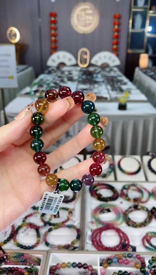 未镶嵌收藏级老矿碧玺色标净体单圈手串10mm+碧玺dan一物一证