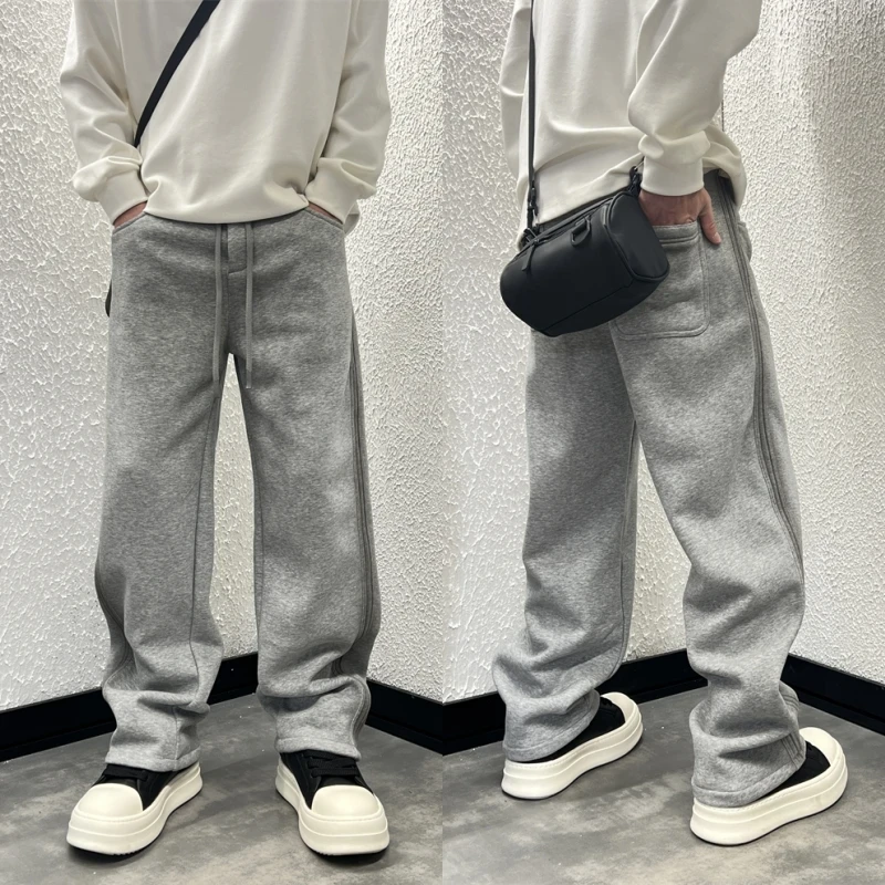 2025春夏季新款宽松直筒卫裤潮流百搭条纹撞色垂感高街运动休闲裤