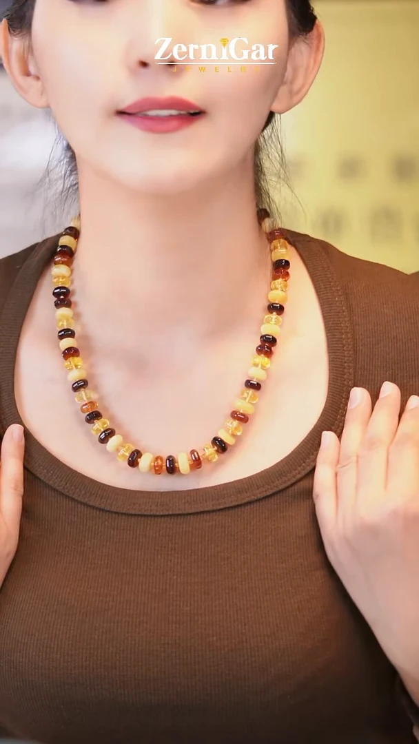 琥珀颈饰未镶嵌天然琥珀项链