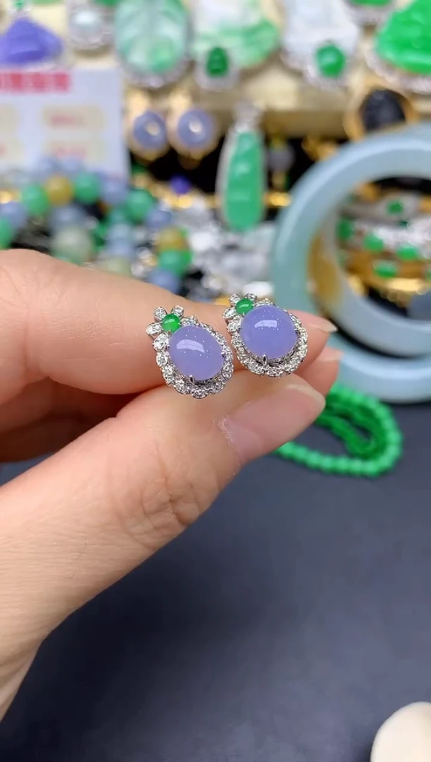 18K金镶嵌翡翠耳饰283-翡翠雪姐天天见