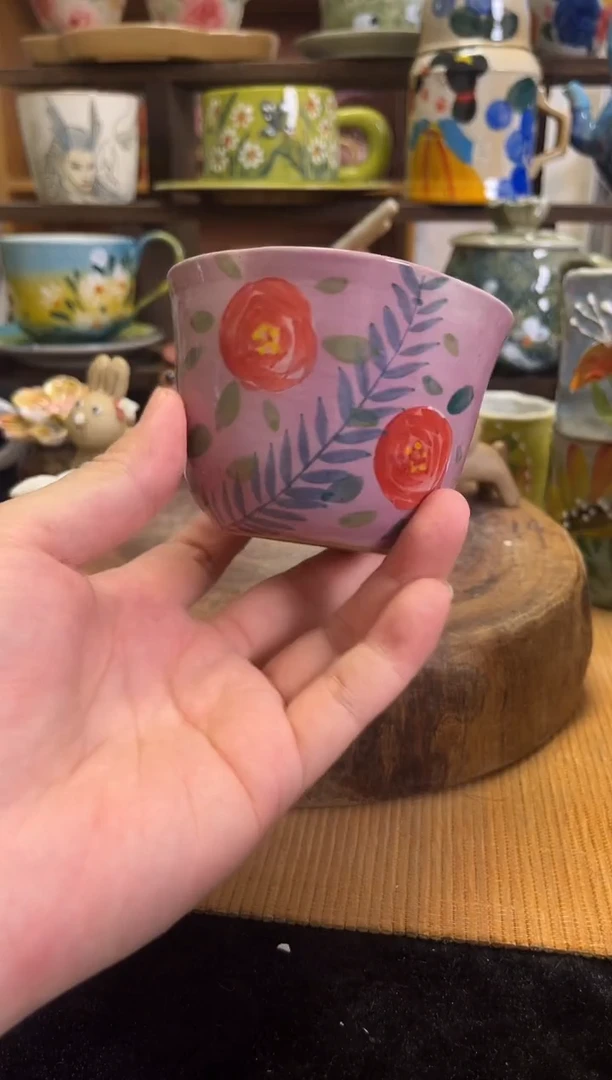 杯子手绘高温釉下陶瓷