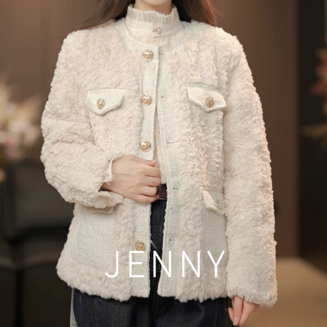 【Shaw Eleven】2024冬小香拼接毛毛羽绒服外套88601