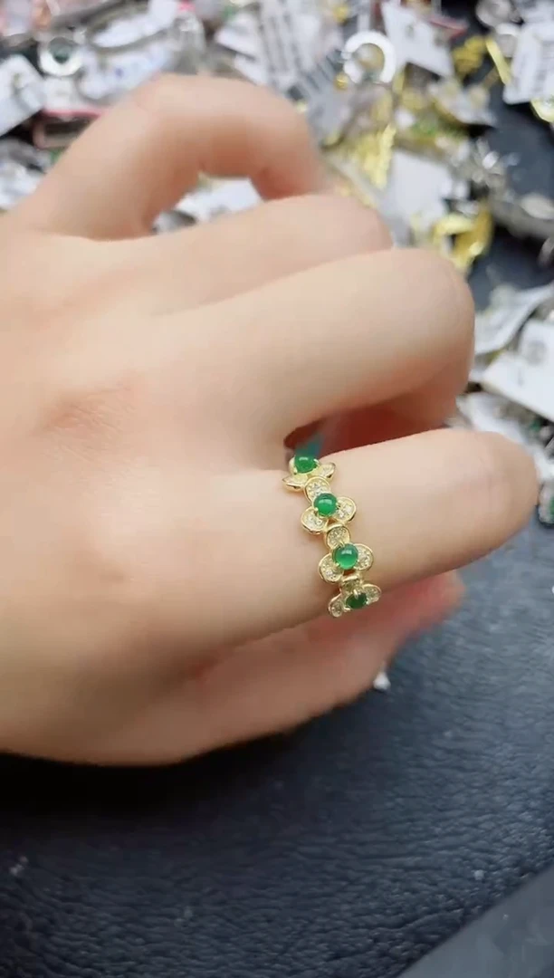 银S925镶嵌戒指翡翠1