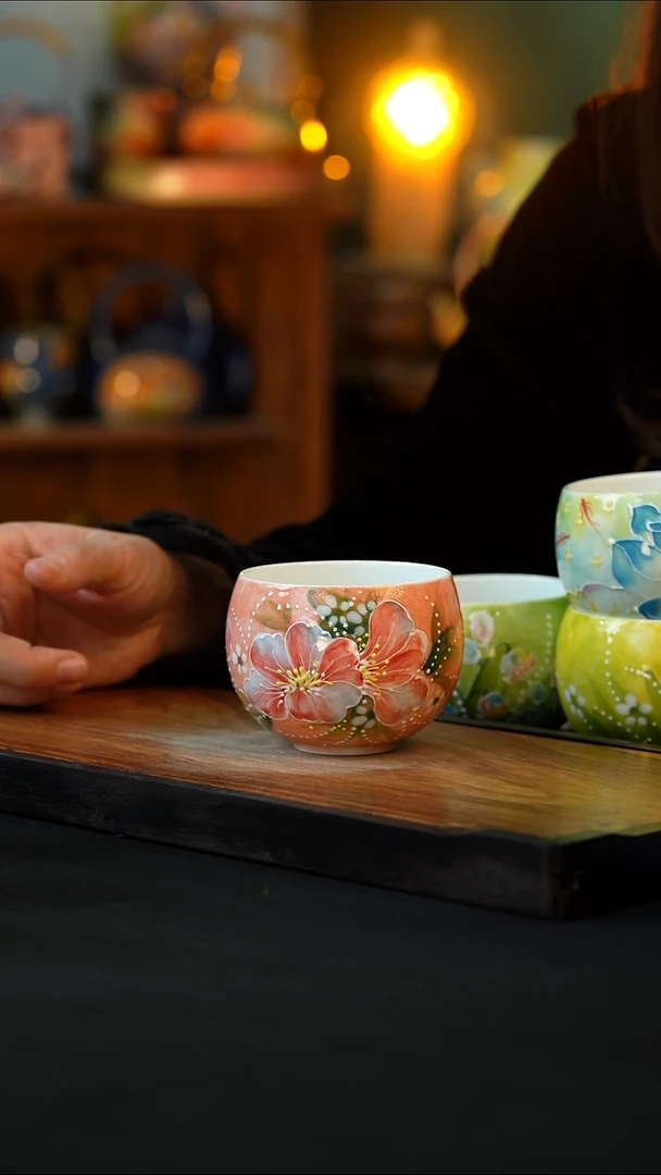 杯手绘心瓷陶瓷浮力