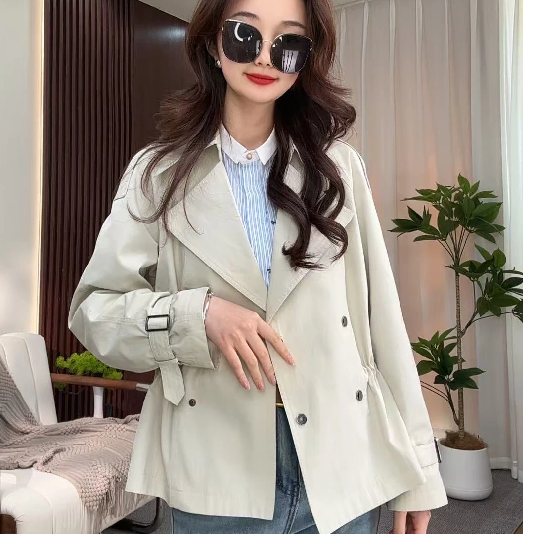 5030712025新款简约气质收腰短款风衣网红洋气炸街女装