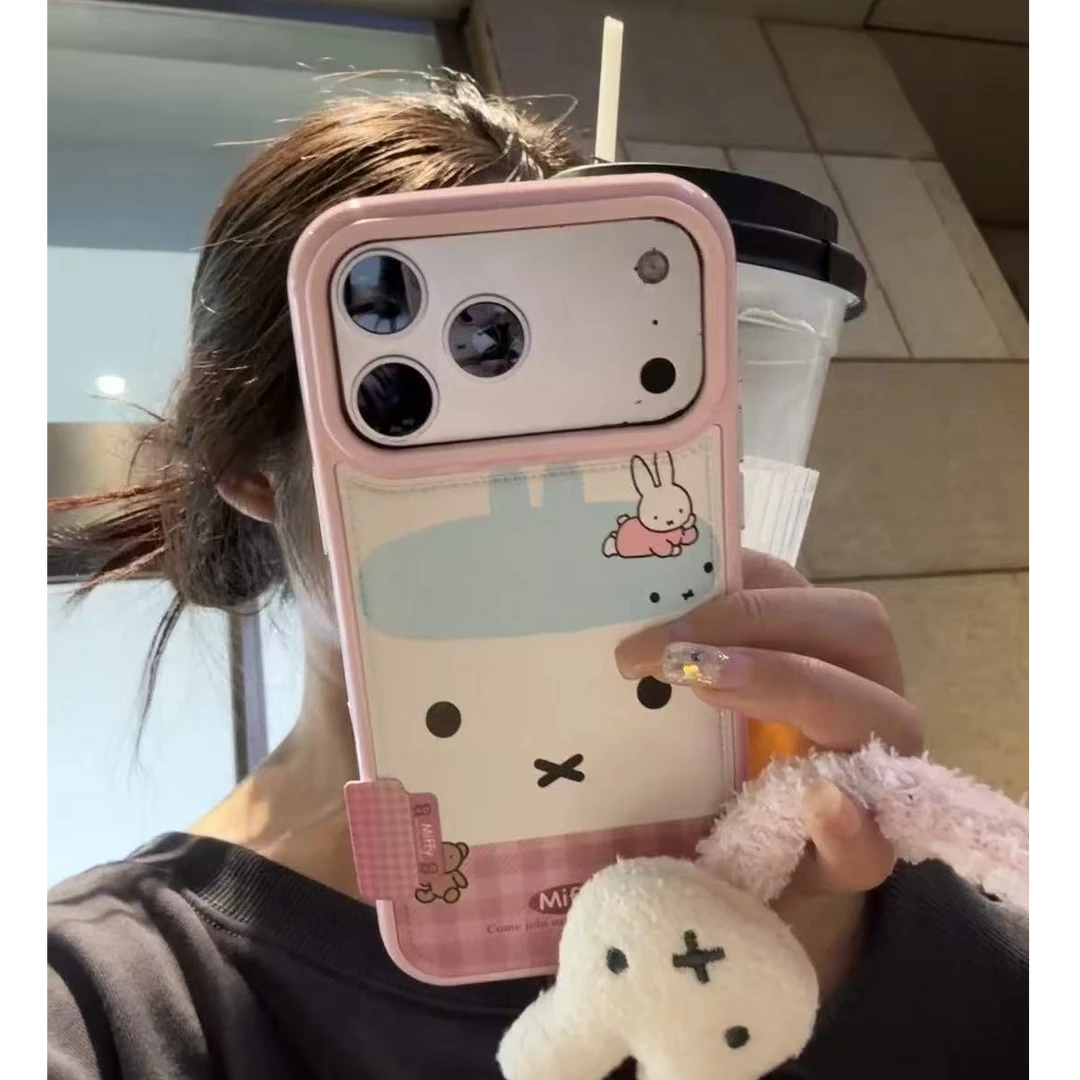 韩系毛绒米菲兔手绳适用于iphone17Promax手机壳16Pro/15/14皮纹