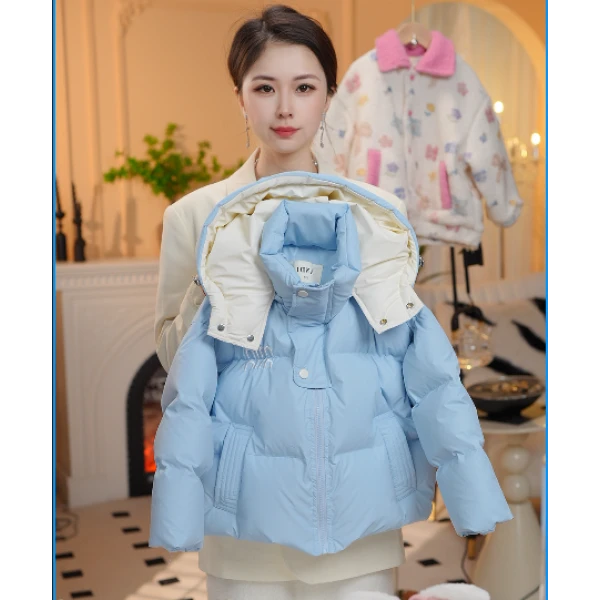 〖ANDI〗订制冬款中大童女童韩版字母刺绣连帽羽绒服3388