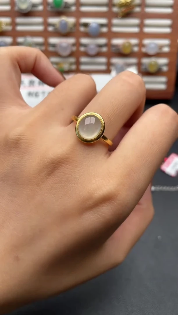 翡翠戒指银S925镶嵌一物一证一礼盒