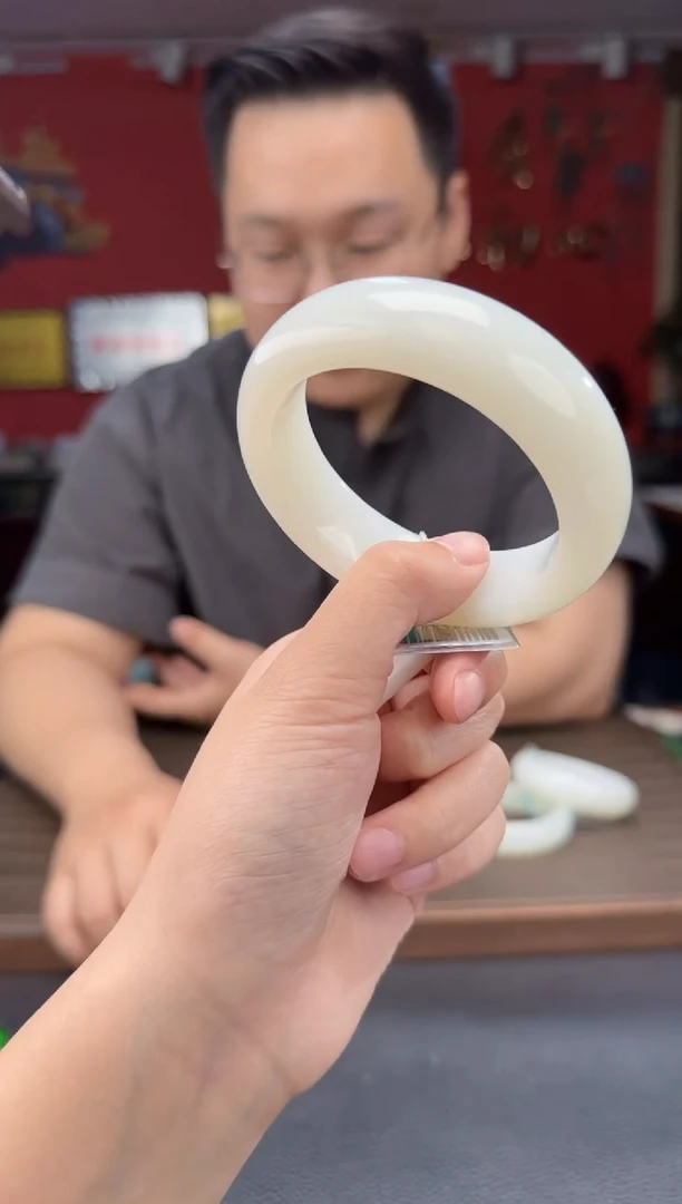 和田玉未镶嵌颈饰白玉宽版手镯55-62