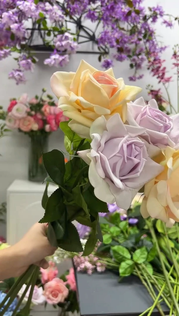 2枝紫色2枝香槟色手感保湿水晶
