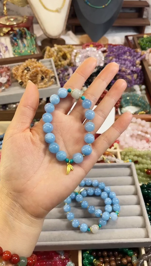 【闪购商品】玛瑙/玉髓手链未镶嵌卡10海蓝莫奈