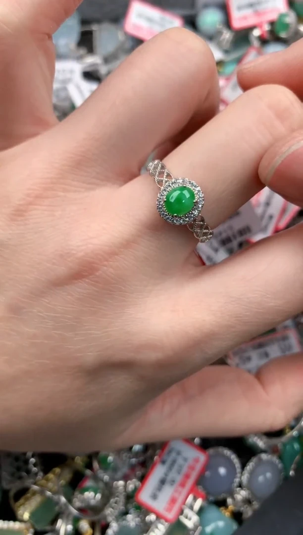 银S925镶嵌戒指翡翠11-11---1
