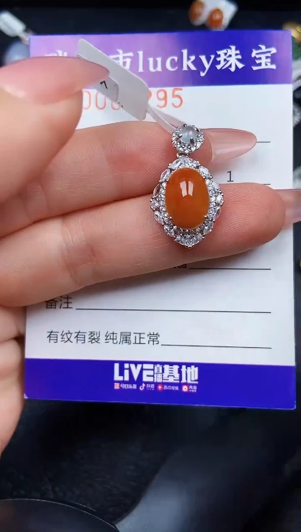 翡翠银S925镶嵌颈饰7295