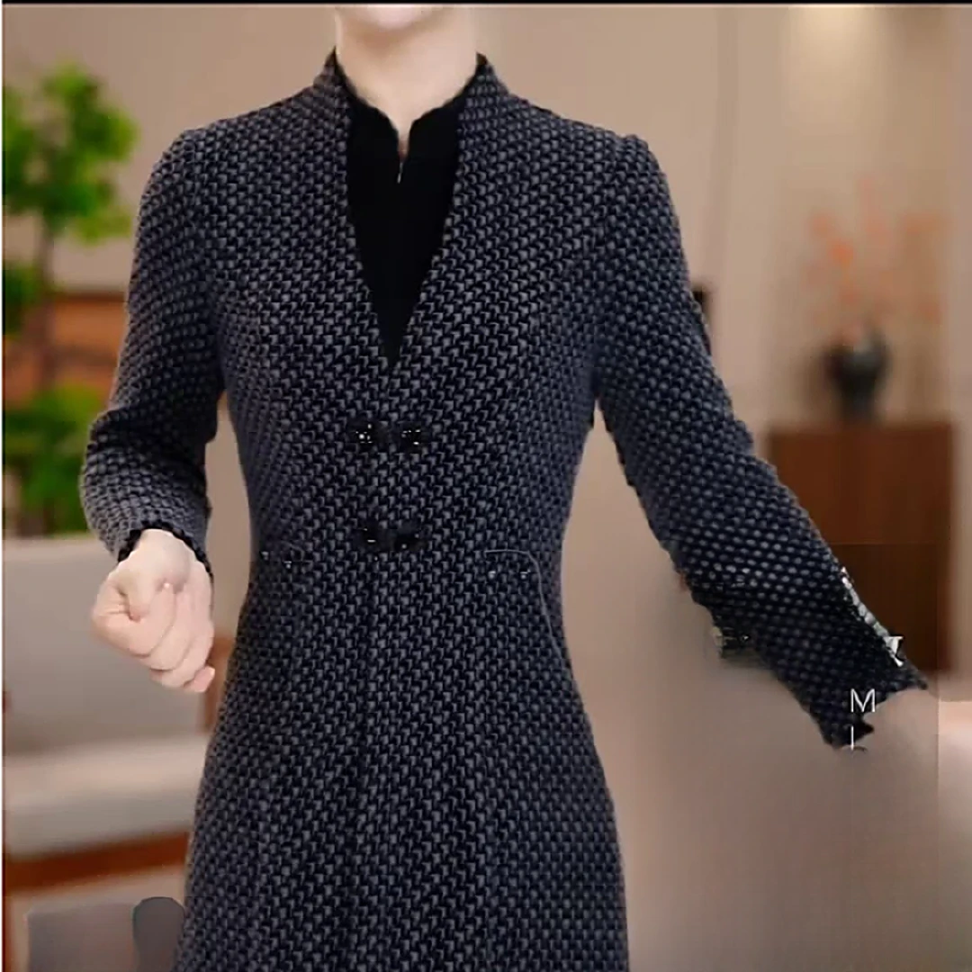 F1088 拼接格子冬季小香风连衣裙