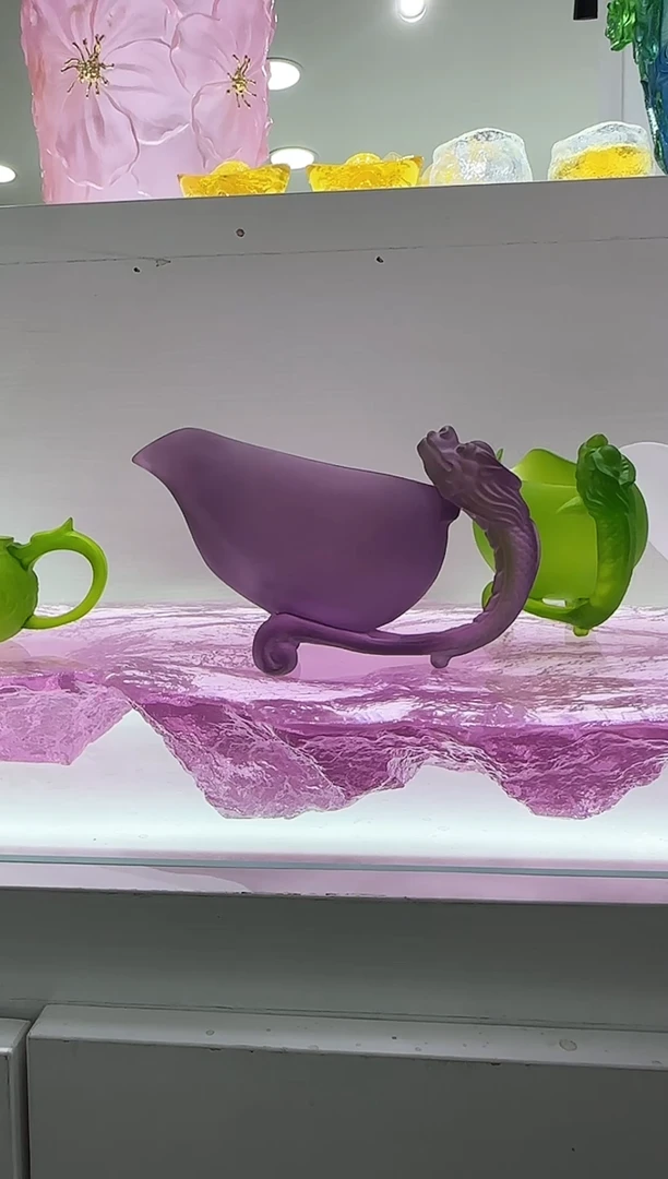 手工艺品琉璃古法琉璃龙公道杯紫色