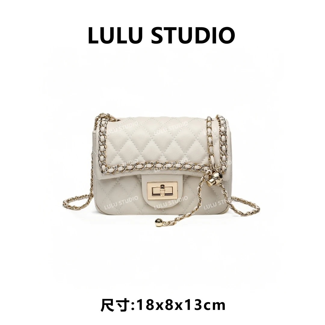 【LULU】RC-25767-米白RAIN.CUN气质时尚百搭简约斜跨轻奢女包