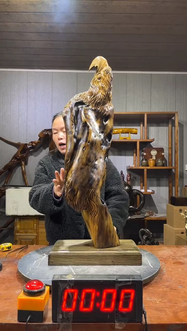 金丝楠贵****）阴沉木老鹰摆件