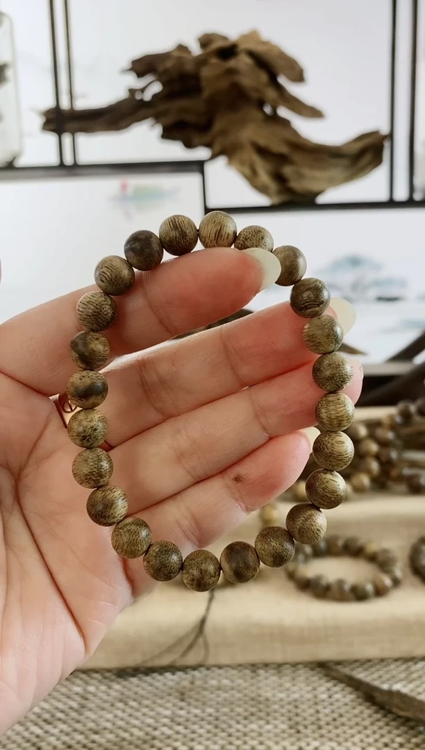 沉香手串伊*海南黎母山蜜脂结老料8+MM单圈